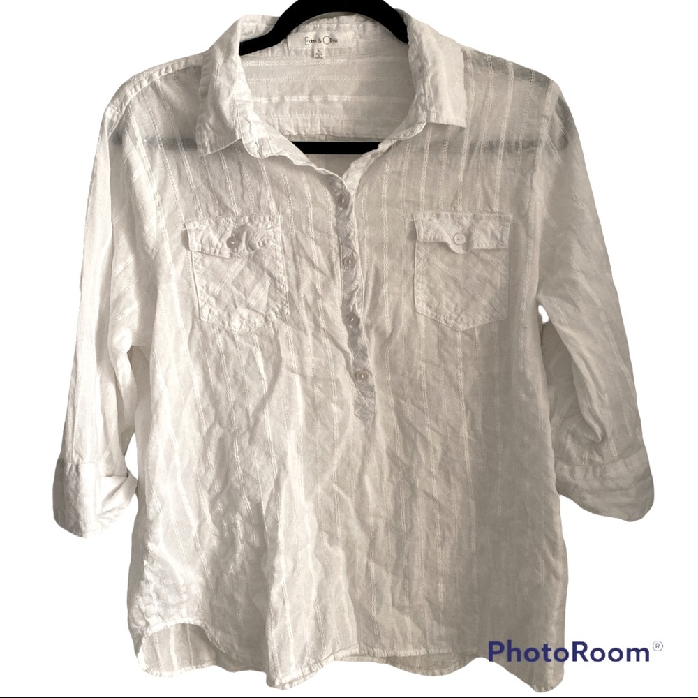 EDEN & OLIVIA casuAl white bilutton up